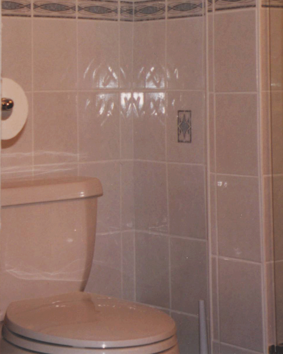 BAsement bathroom under stairs