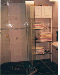 Basement bathroom installation under a set a stairs